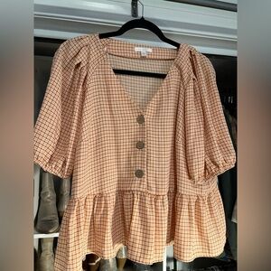 Lauren Conrad Checkered Peplum Top